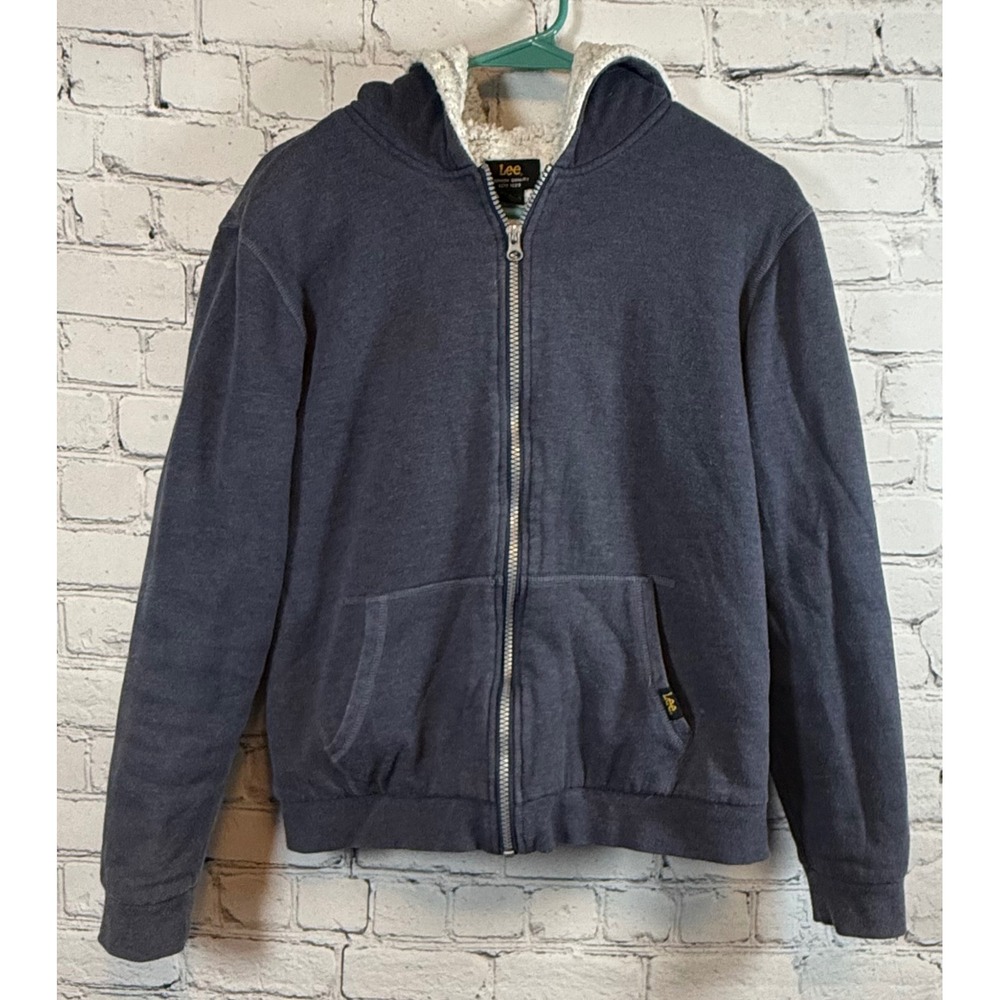 Lee Sherpa Lined Full Zip Hoodie Jacket with Pockets, Size L (14/16)